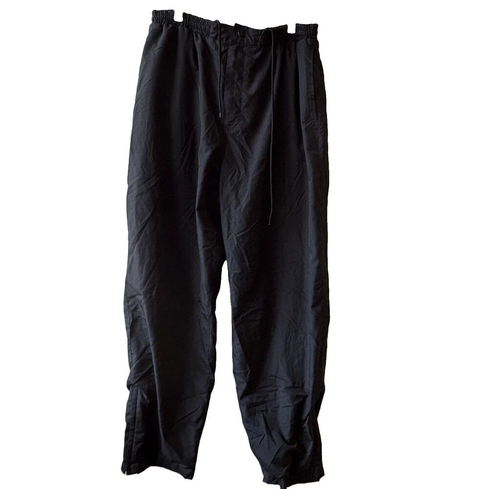 TravelSmith Men's Black Pants XL Woven Cotton Blend Elastic Waist Drawstring